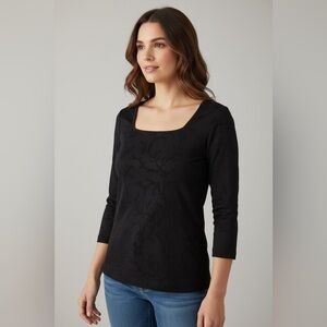 J. McLaughlin Boat Neck Coral Reef Tee Navy Size Small